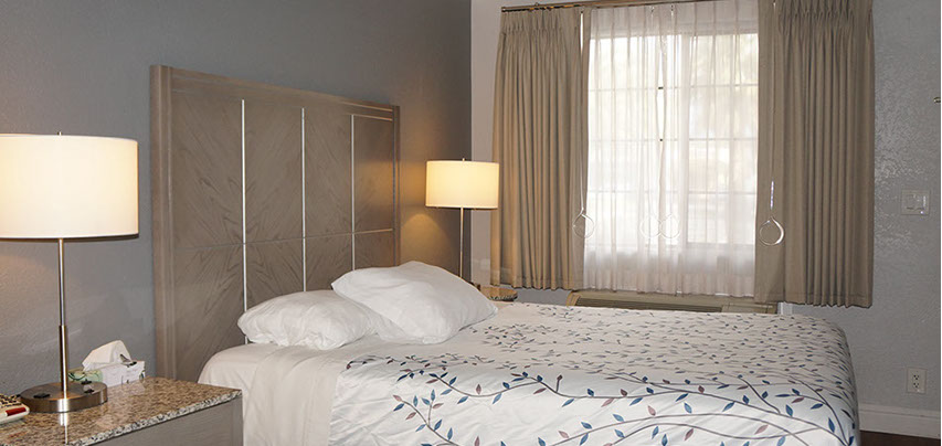 This room is a 1 queen accessible room with night stands, lamps, and plenty of space.