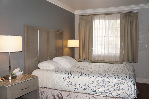 This room is a 1 queen accessible room with night stands, lamps, and plenty of space.