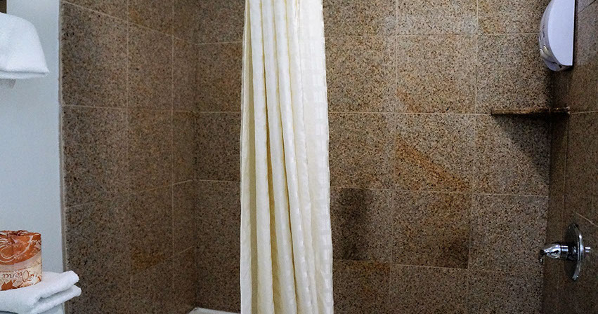 photo showing tub and shower combination.